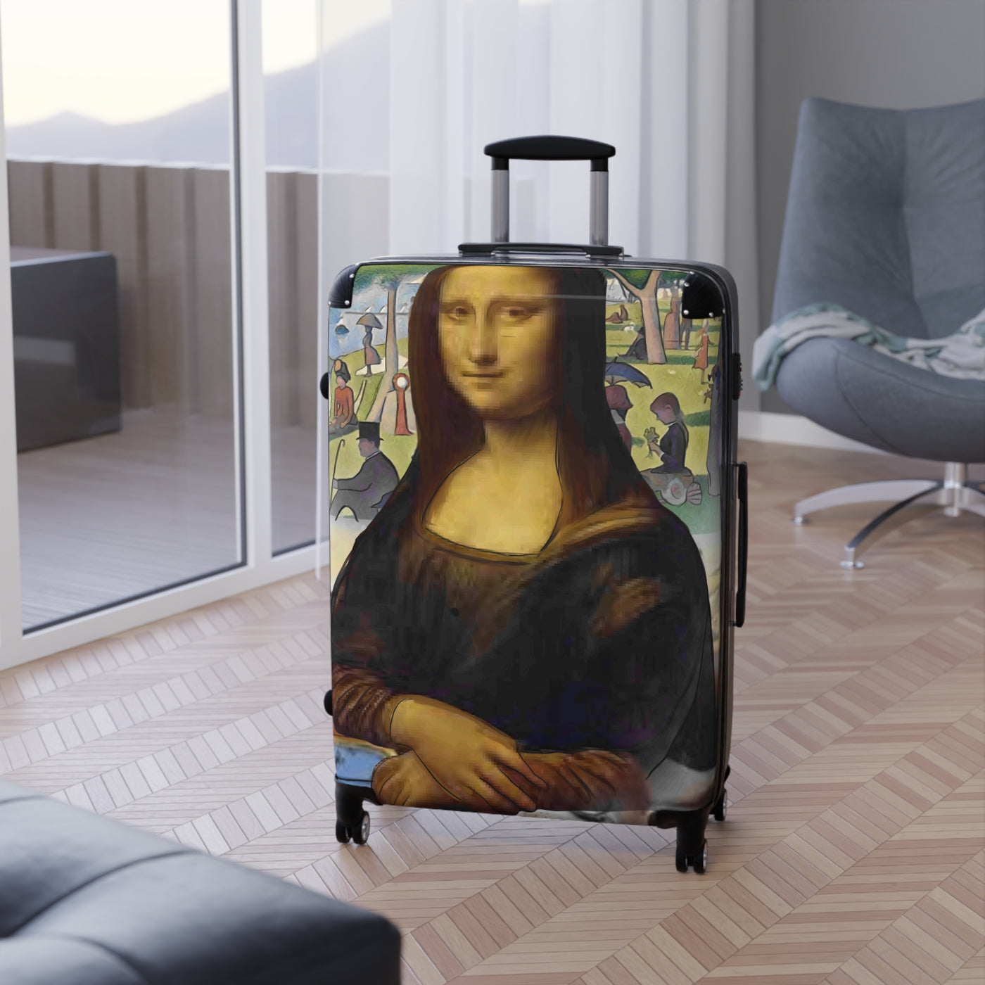 Suitcase: Designer Luggage Limited Edition Artistic Mona Lisa Collage