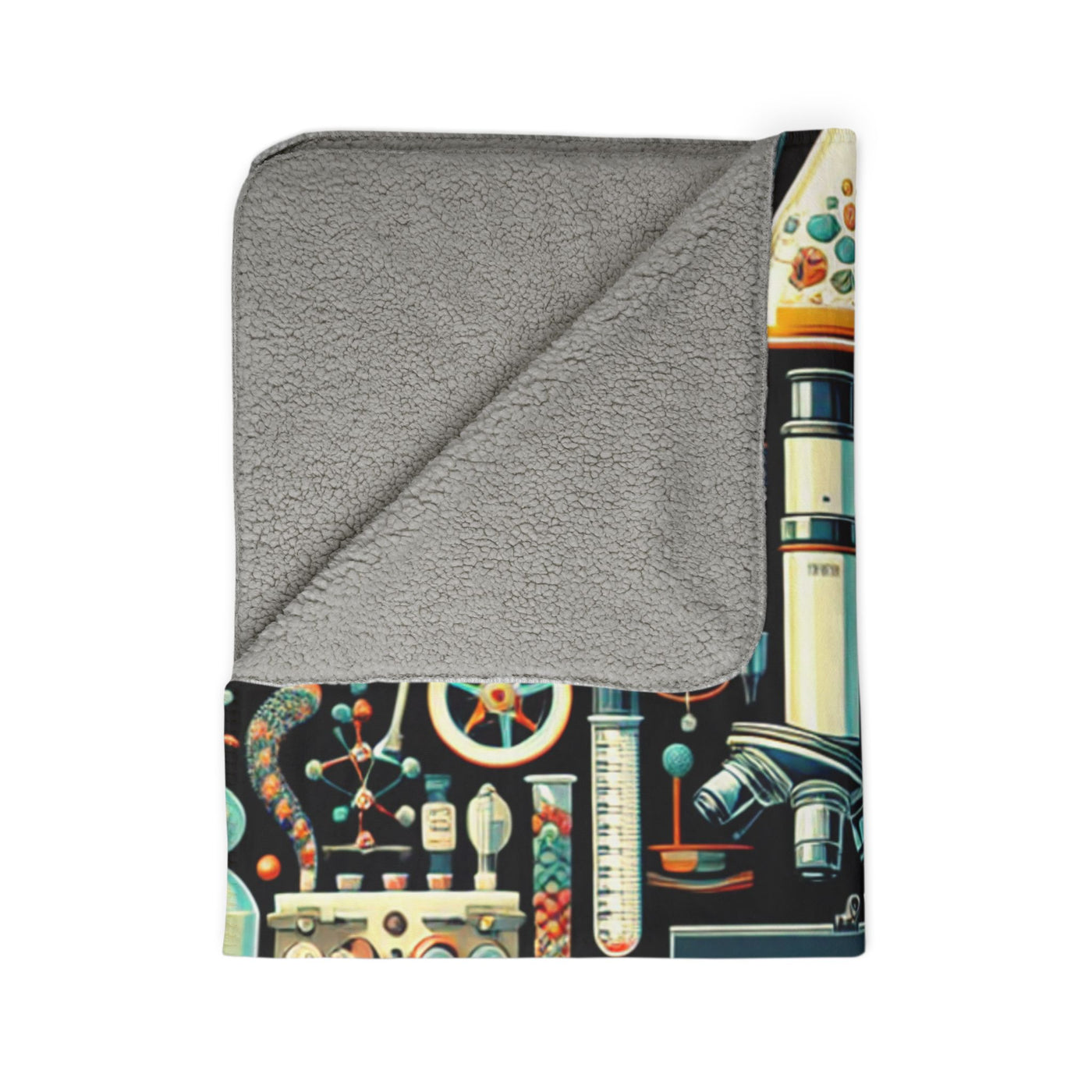 Science-Themed Fleece Sherpa Blanket - Cozy Lab Design for Students and Scientists