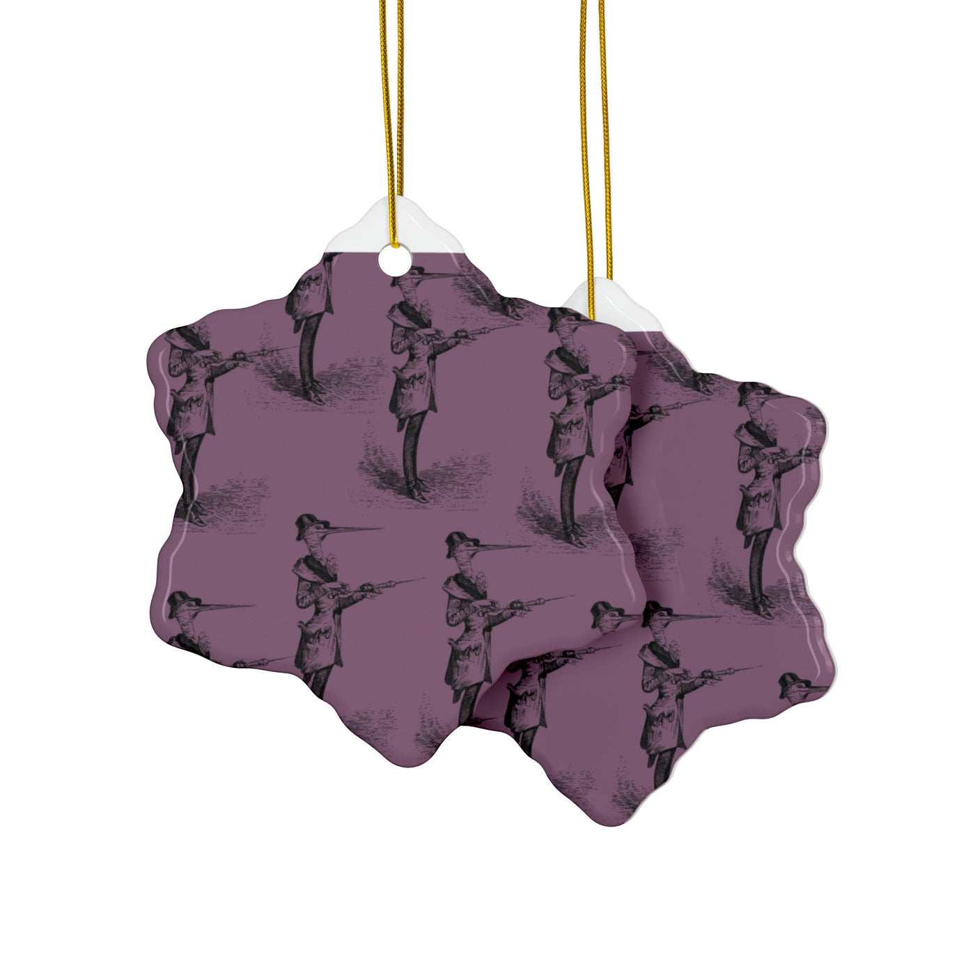 Ornaments: Plague Print in Dusty Rose in Ceramic
