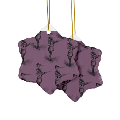 Ornaments: Plague Print in Dusty Rose in Ceramic