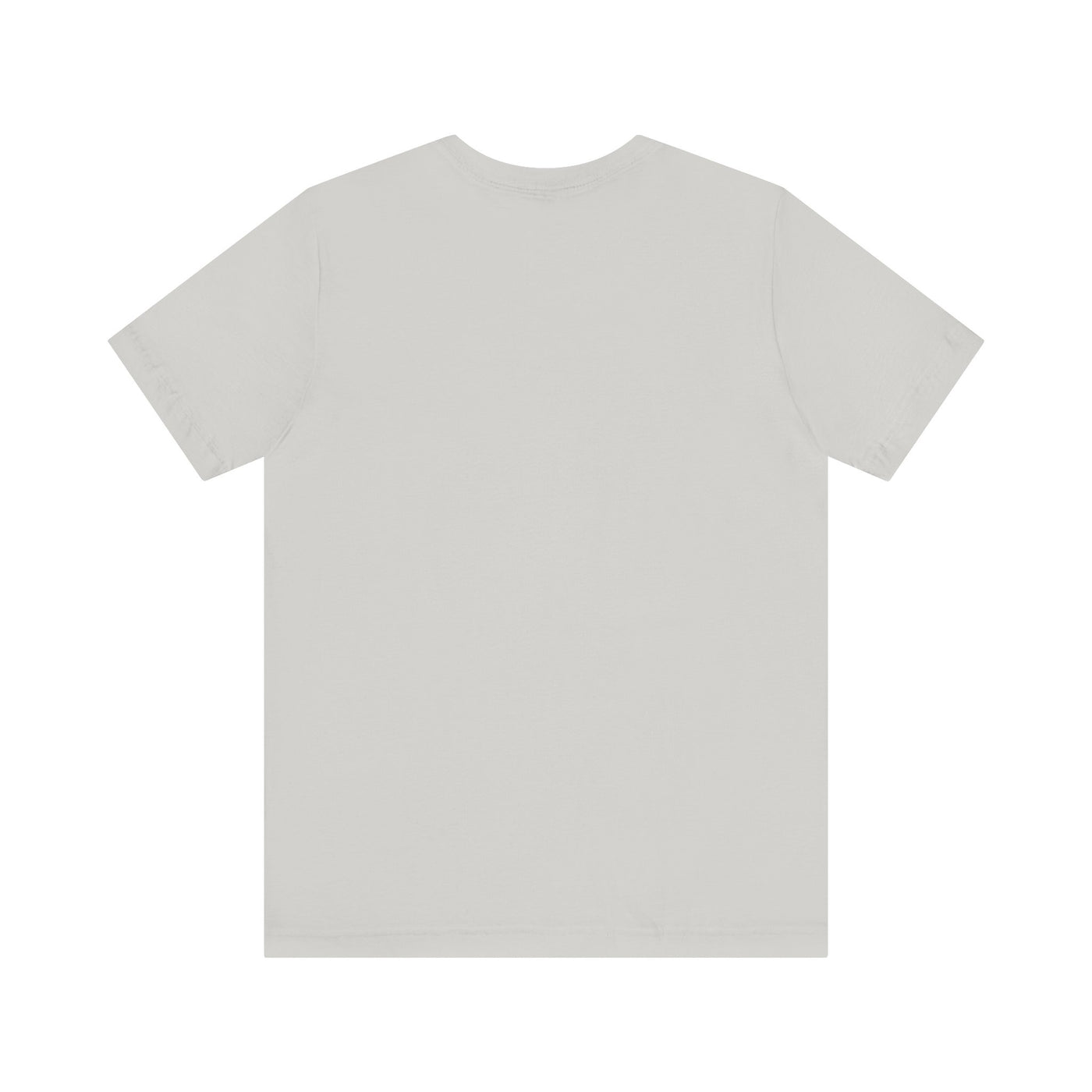 A light grey unisex t-shirt with short sleeves.