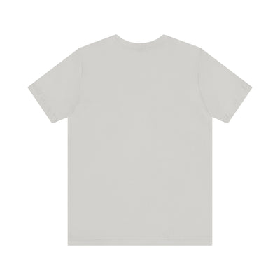 A light grey unisex t-shirt with short sleeves.