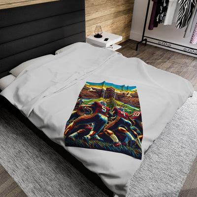 Blanket: Vintage Football Velveteen Plush Blanket (Your Football Team MTO)