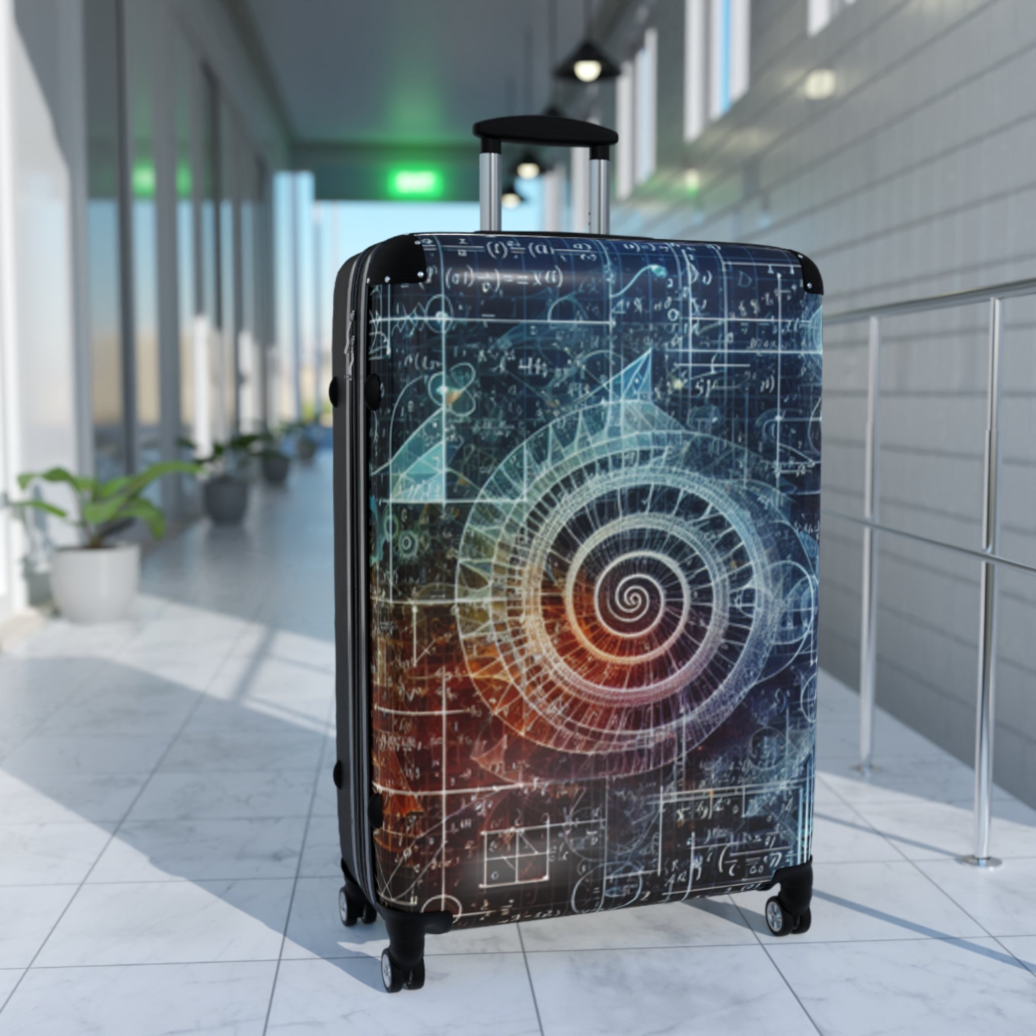Suitcase: Spiral Nautical Design Suitcase for Travel Enthusiasts | Carry-On Luggage | Unique Vacation Gear | Gift for Travelers | Adventure Ready