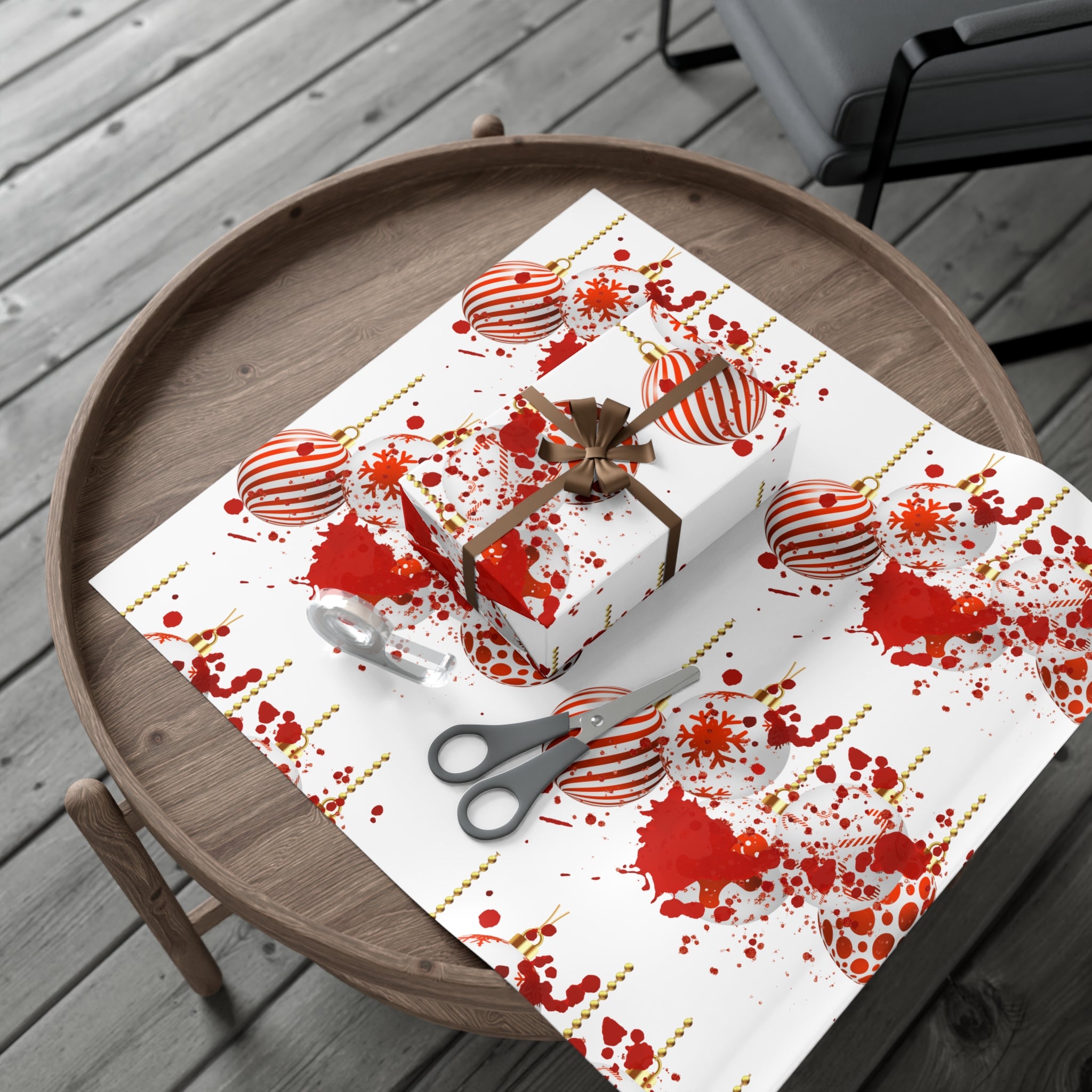 Wrapping Paper: Bloody Baubles | Holiday Crime Theme