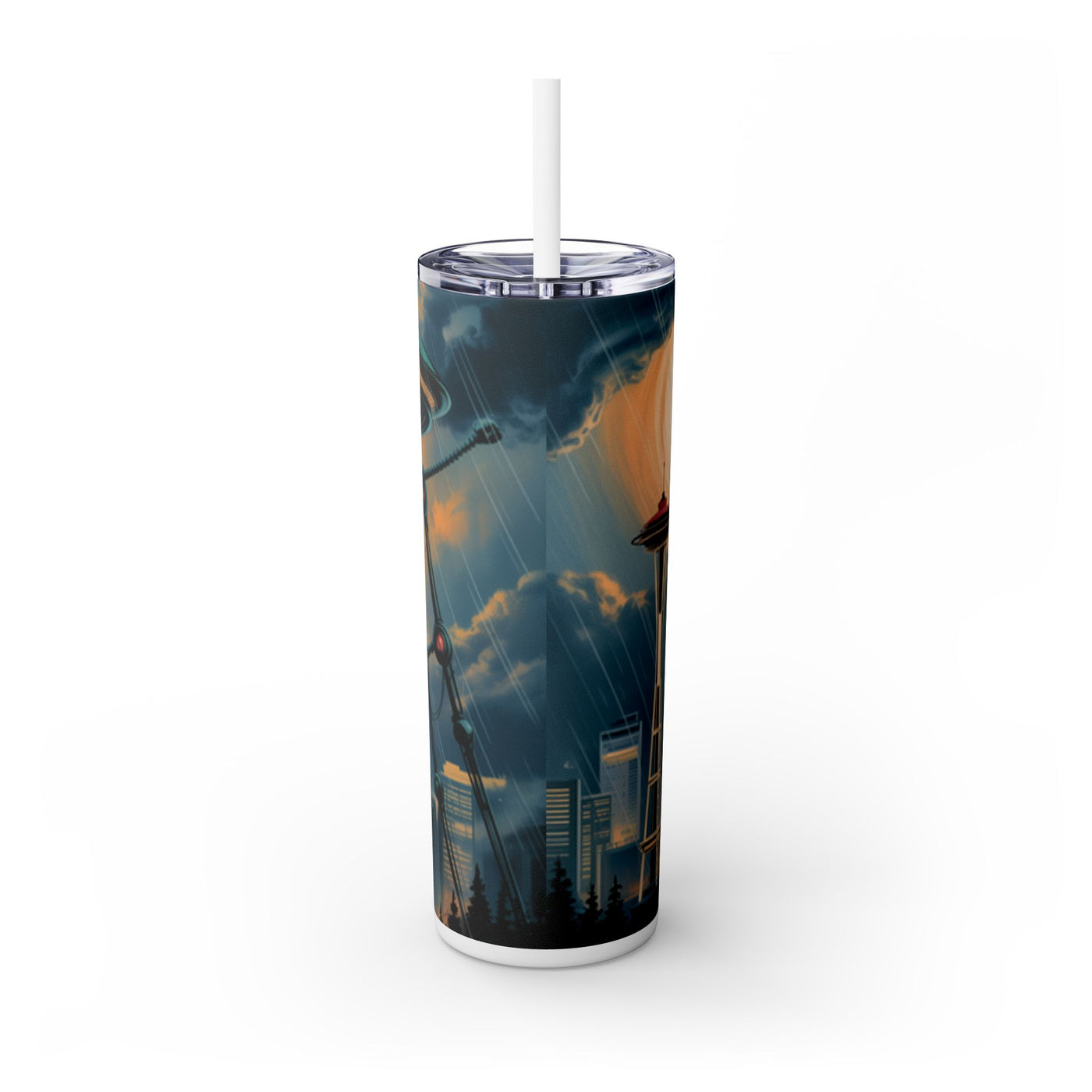 Tumbler - Futuristic Skyline 20oz Travel Mug, Unique Sci-Fi Gift for Geeky Friends