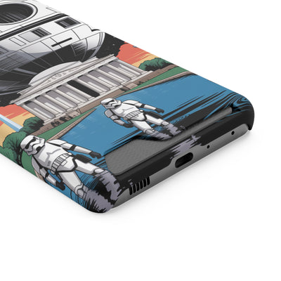 Phone Case: Galaxy-Inspired Phone Case with Card Holder, Space-Themed Gift, Star Wars-Inspired Design, Geek Accessories, Unique Phone Cover