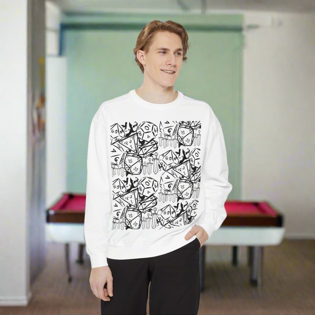 Unisex Garment-Dyed Sweatshirt - Dice & Gaming Design