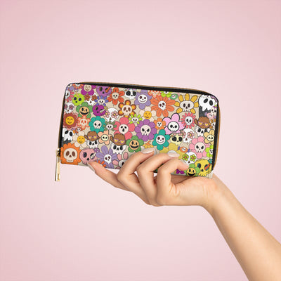 Wallet: Rainbow Skull Flower | Zipper Wallet