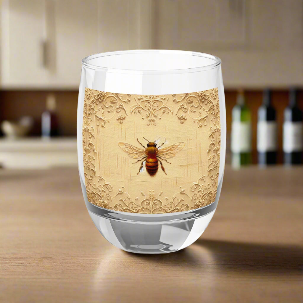 Whiskey Glass: Bee Design