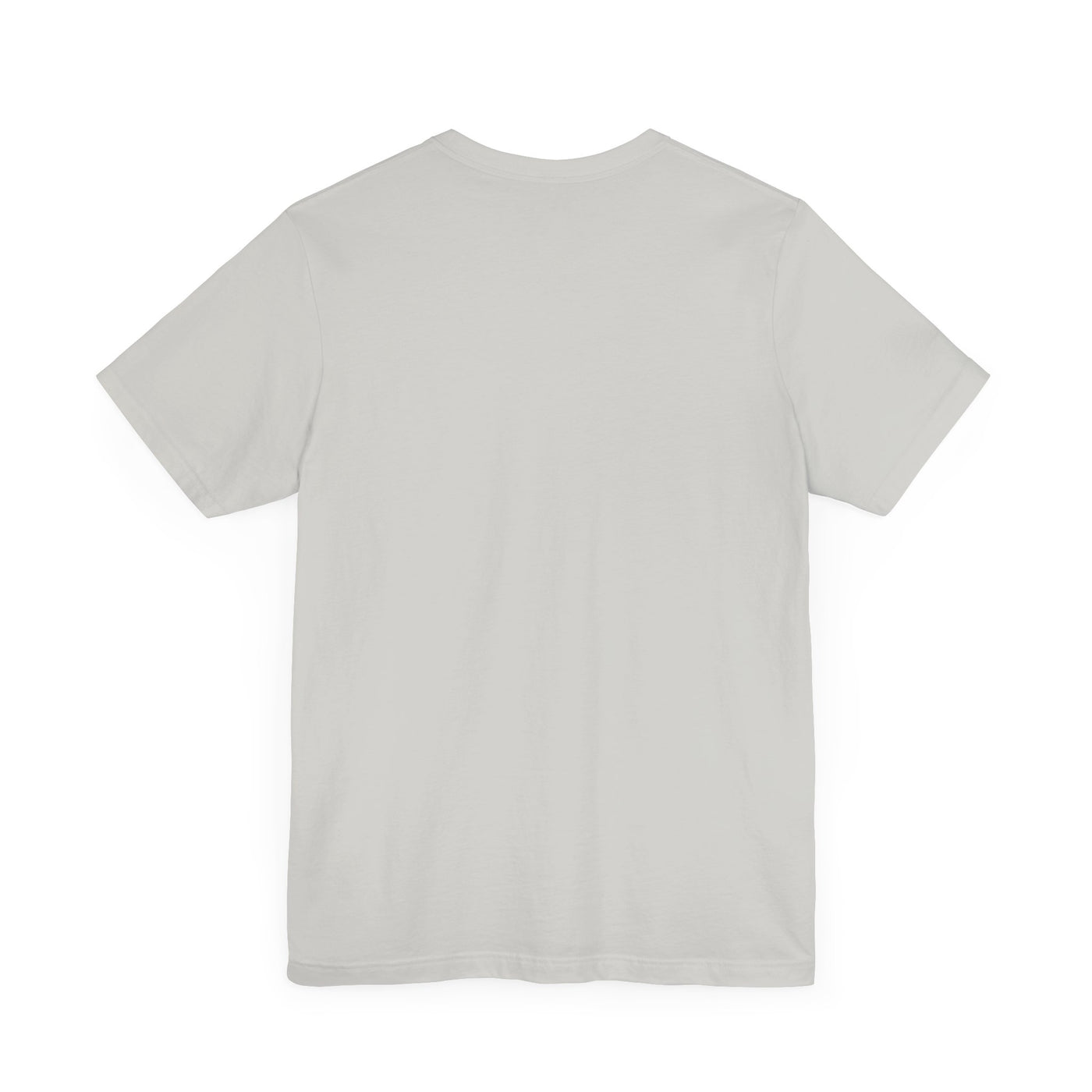 A light grey, short-sleeved t-shirt with a crew neck.