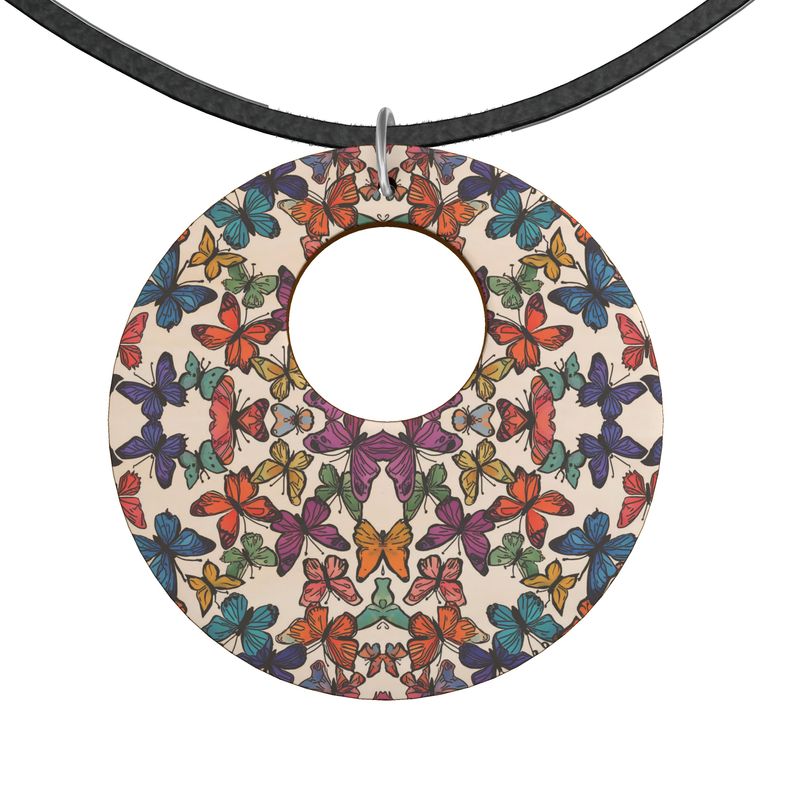 Necklace: Butterfly Flight Wooden Pendant