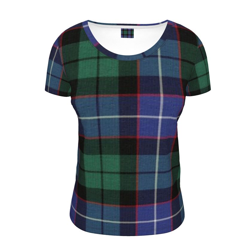 T-Shirt: Clan Scoop Neck Tee - Sample Mitchell Tartan
