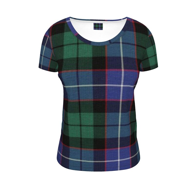 T-Shirt: Clan Scoop Neck Tee - Sample Mitchell Tartan