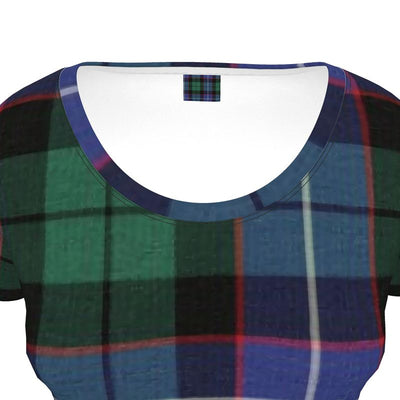 T-Shirt: Clan Scoop Neck Tee - Sample Mitchell Tartan