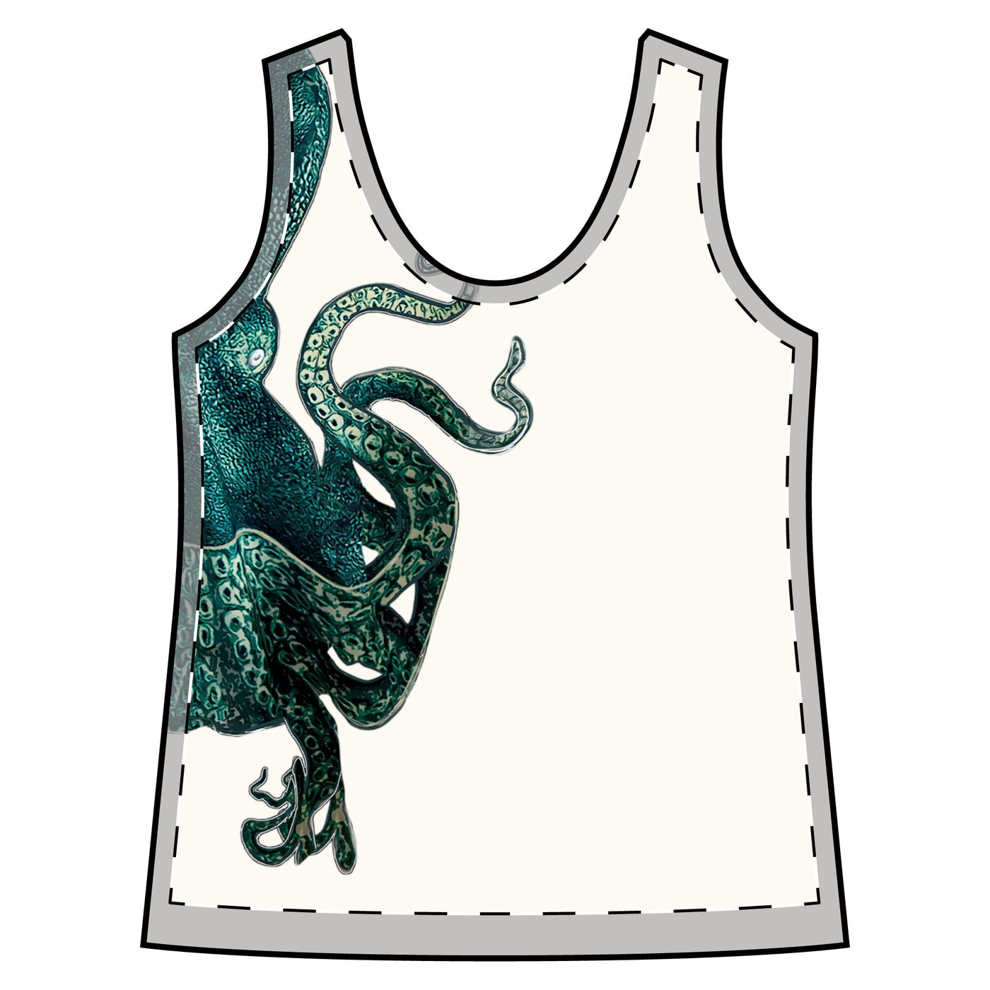 Tank: Ocean-Inspired Racerback Tank - Women’s Sporty Octopus Design