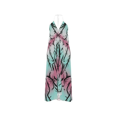 Maxi dress with floral pattern on a white background