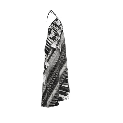 Dress: Silk Flight of the Butterfly Black & White Silk Summer Halter