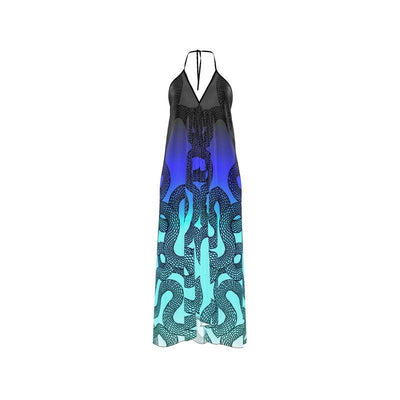 Seasnake Backless Halterdress with halter neckline and open-back design for women’s evening and party wear.
