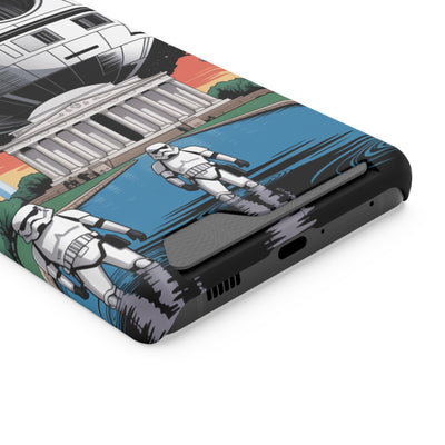 Phone Case: Galaxy-Inspired Phone Case with Card Holder, Space-Themed Gift, Star Wars-Inspired Design, Geek Accessories, Unique Phone Cover