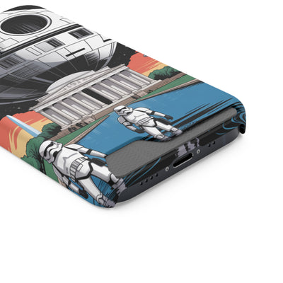 Phone Case: Galaxy-Inspired Phone Case with Card Holder, Space-Themed Gift, Star Wars-Inspired Design, Geek Accessories, Unique Phone Cover