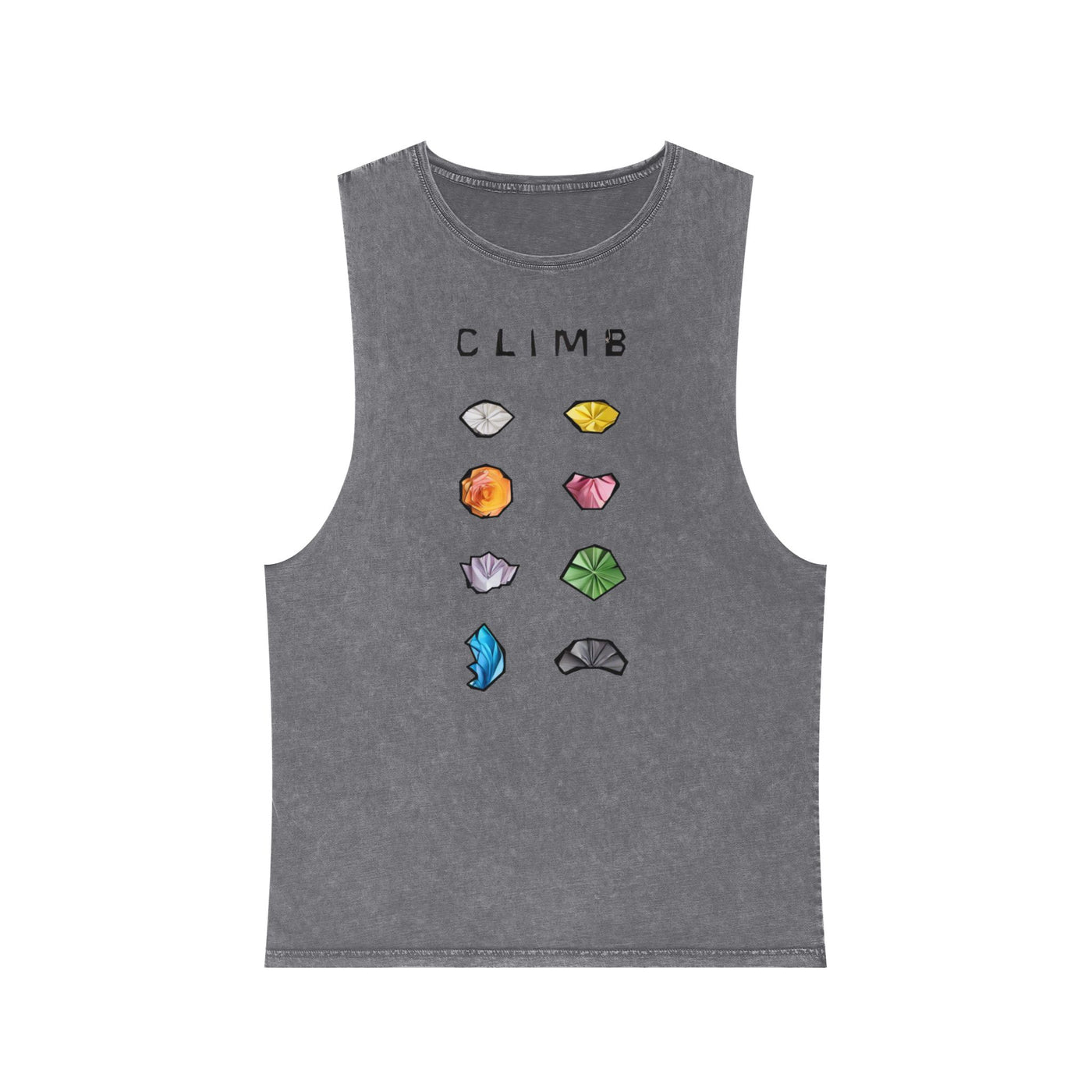Unisex Stonewash Tank Top - 'Climb' Graphic Tee for Adventure Lovers