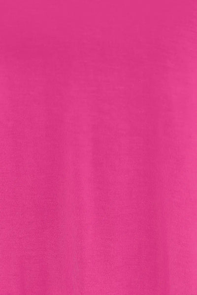 A bright pink rayon blend top with a subtle ribbed texture.