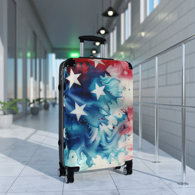 Suitcase: Patriotic Suitcase - Red, White & Blue Luggage, Travel Gear, Funny Gift for Travelers, Fourth of July, Summer Vacation