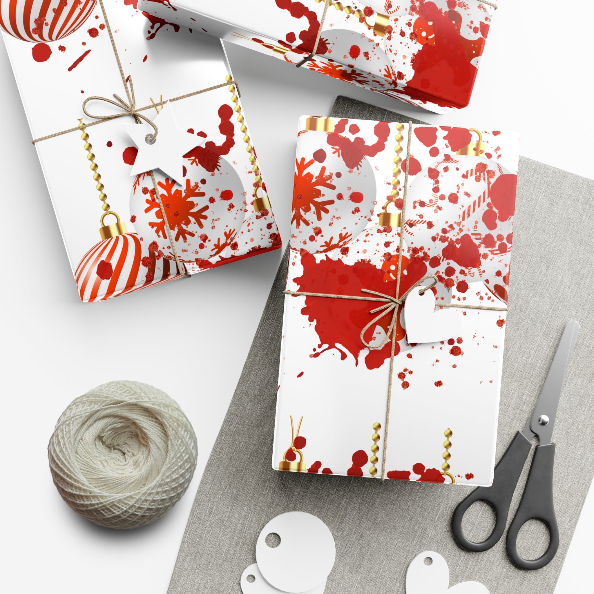 Wrapping Paper: Bloody Baubles | Holiday Crime Theme
