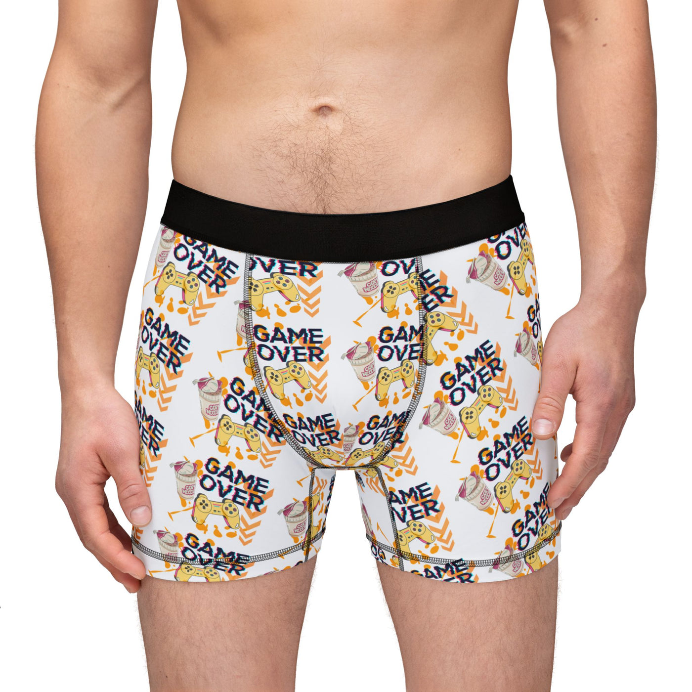 Men's Boxers: Game Over Orange Design