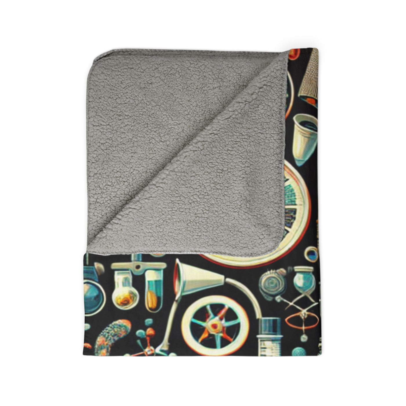 Science-Themed Fleece Sherpa Blanket - Cozy Lab Design for Students and Scientists