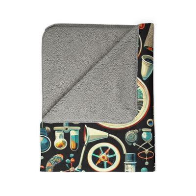 Science-Themed Fleece Sherpa Blanket - Cozy Lab Design for Students and Scientists