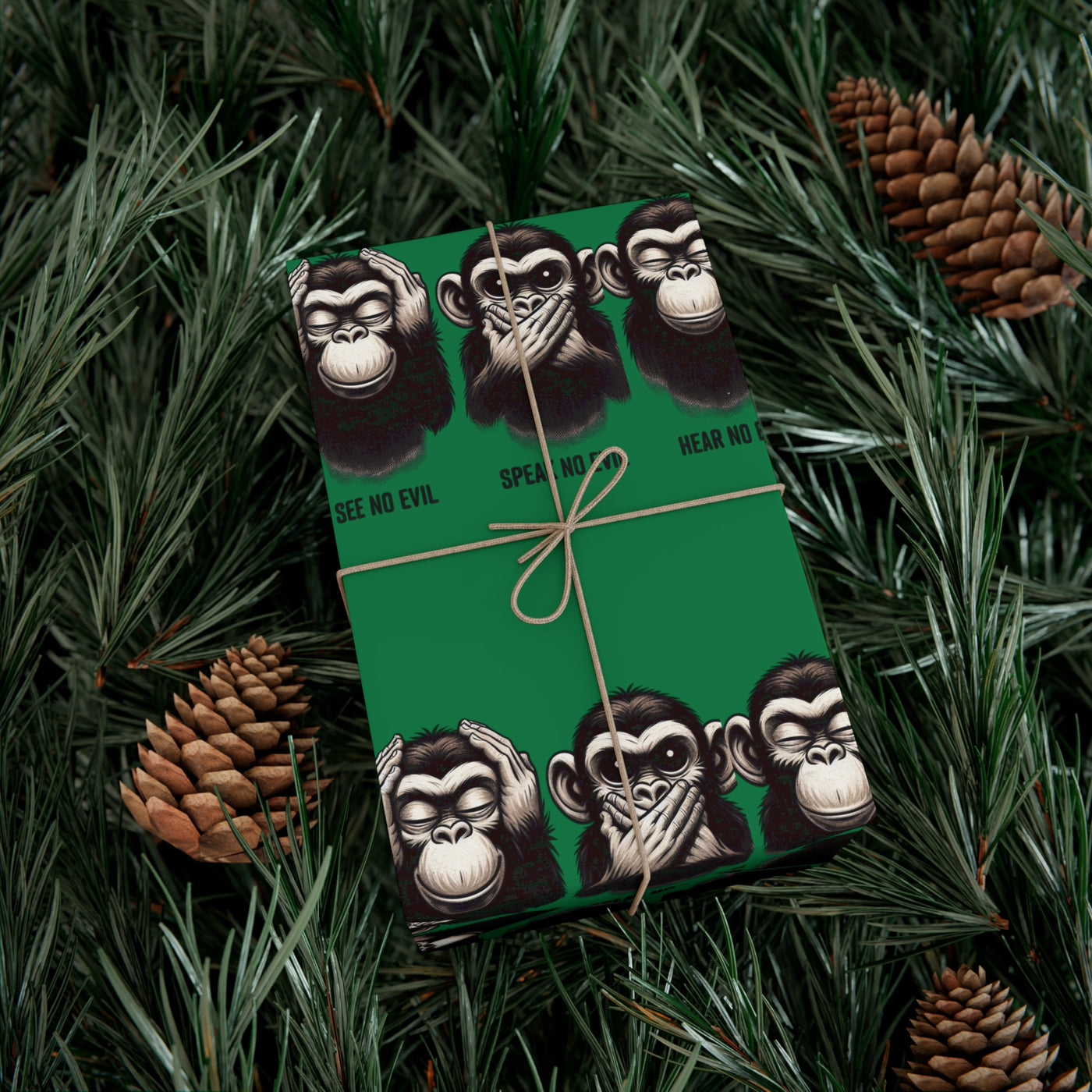 Wrapping Paper: No Evil - Trio of Monkeys