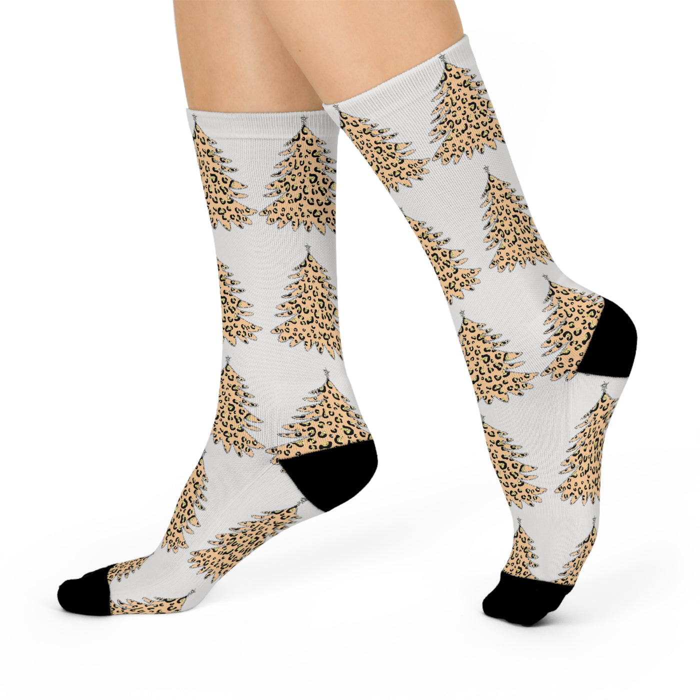 Crew Socks: Leopard Print Christmas Tree