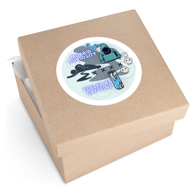 Round Sticker: Morbid Curiosity & Caffeine | True Crime Gear Line