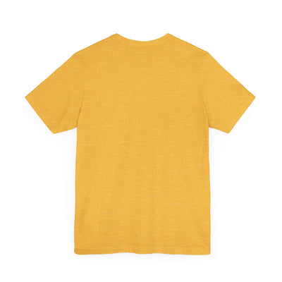 Yellow heathered unisex t-shirt with short sleeves and a crew neck.