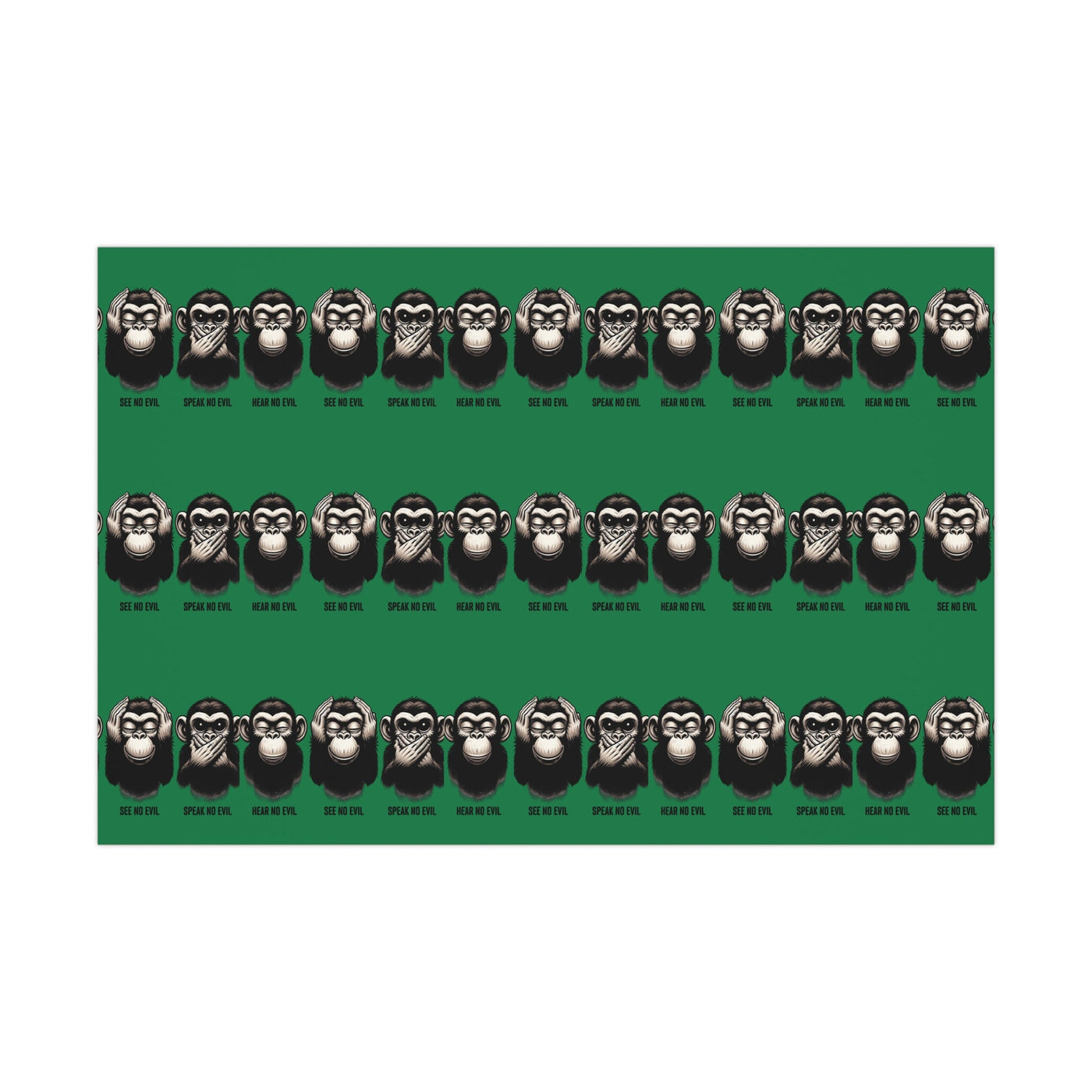 Artessorize No Evil Trio of Monkeys Wrapping Paper – Satin or Matte Finish