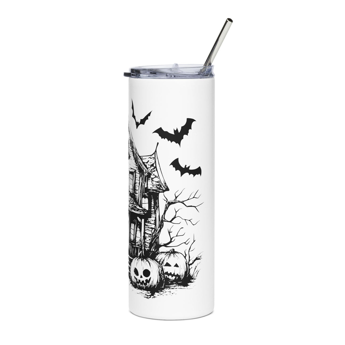 Tumbler: Halloween 20oz Stainless Steel Tumbler - Spooky House Design