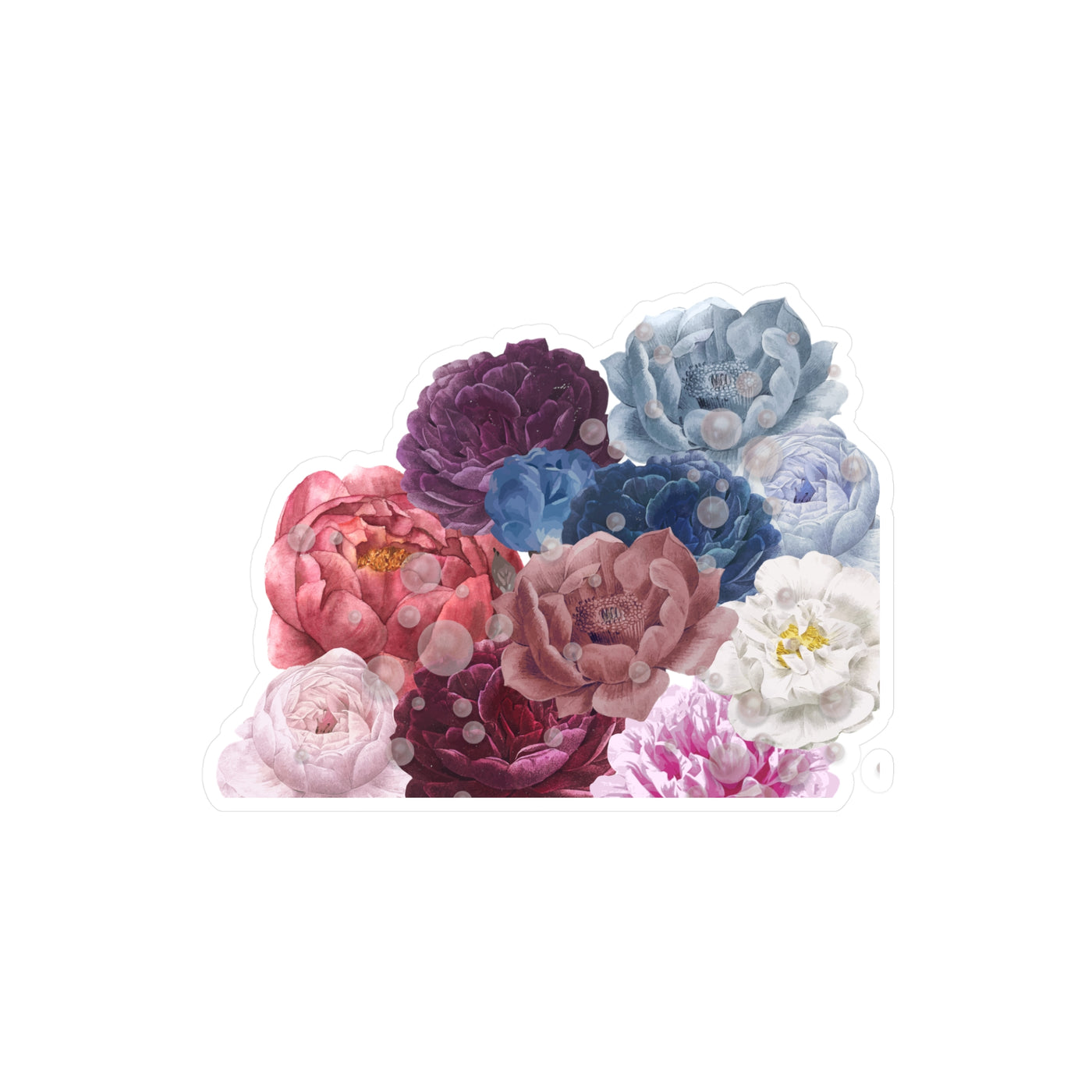 Kiss Cut Stickers: Peonies with Pearls