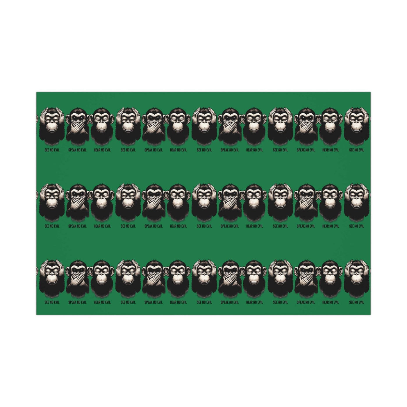 Artessorize No Evil Trio of Monkeys Wrapping Paper – Satin or Matte Finish