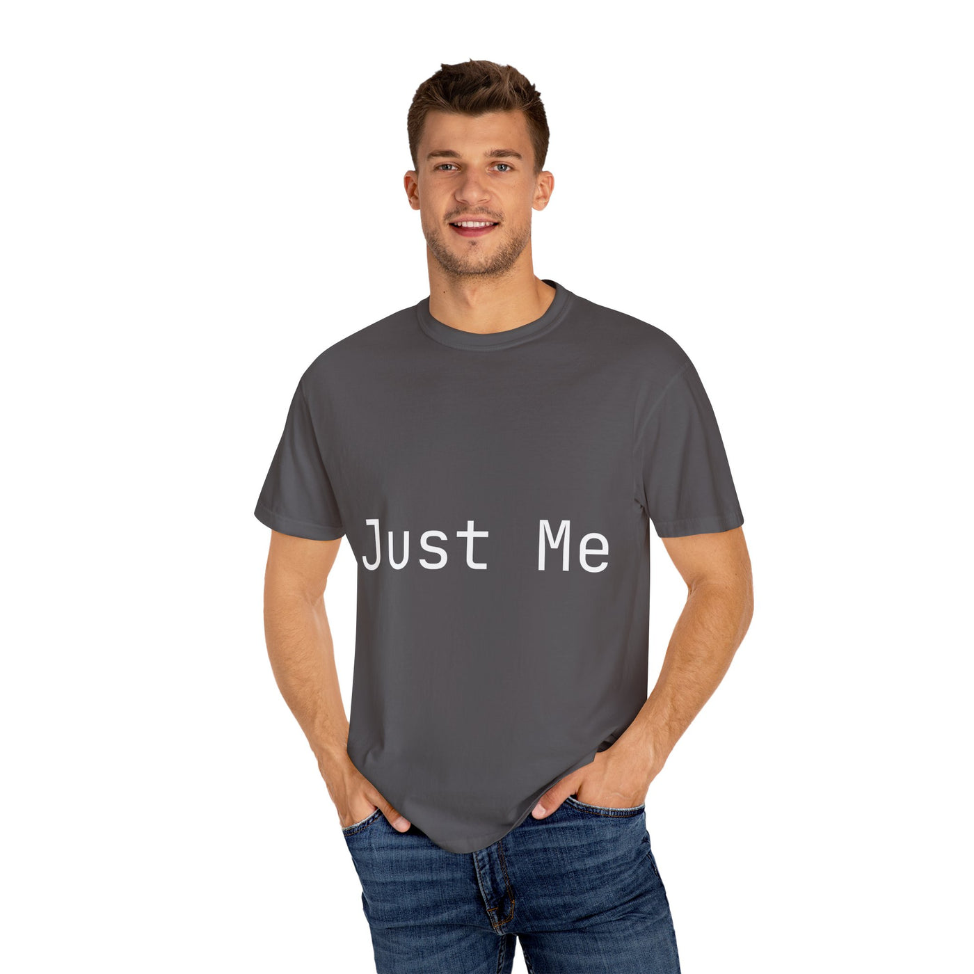 Unisex Garment-Dyed T-shirt: Just Me & IRL, Casual Wear, Gift for Friends, Everyday Style, Self-Expression Tee