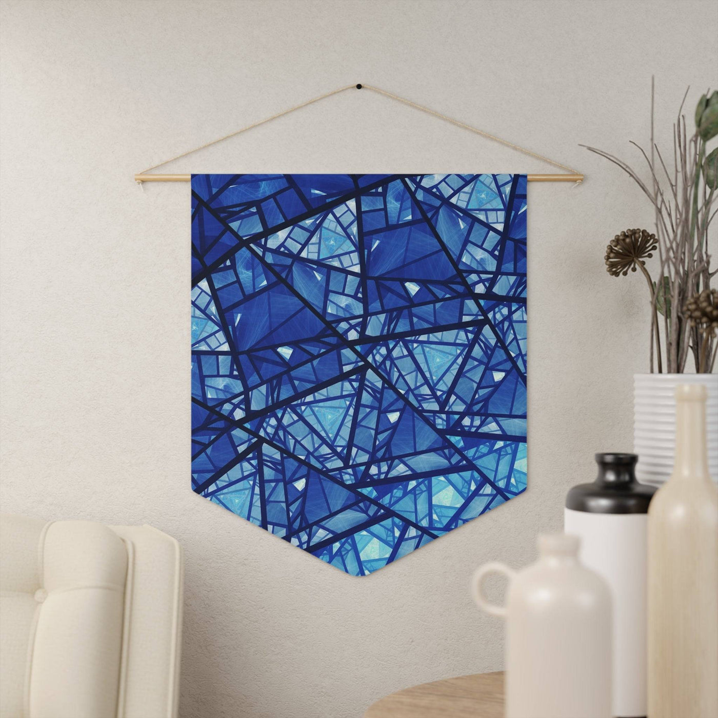 Wall Pennant: Blue Stained Glass Design