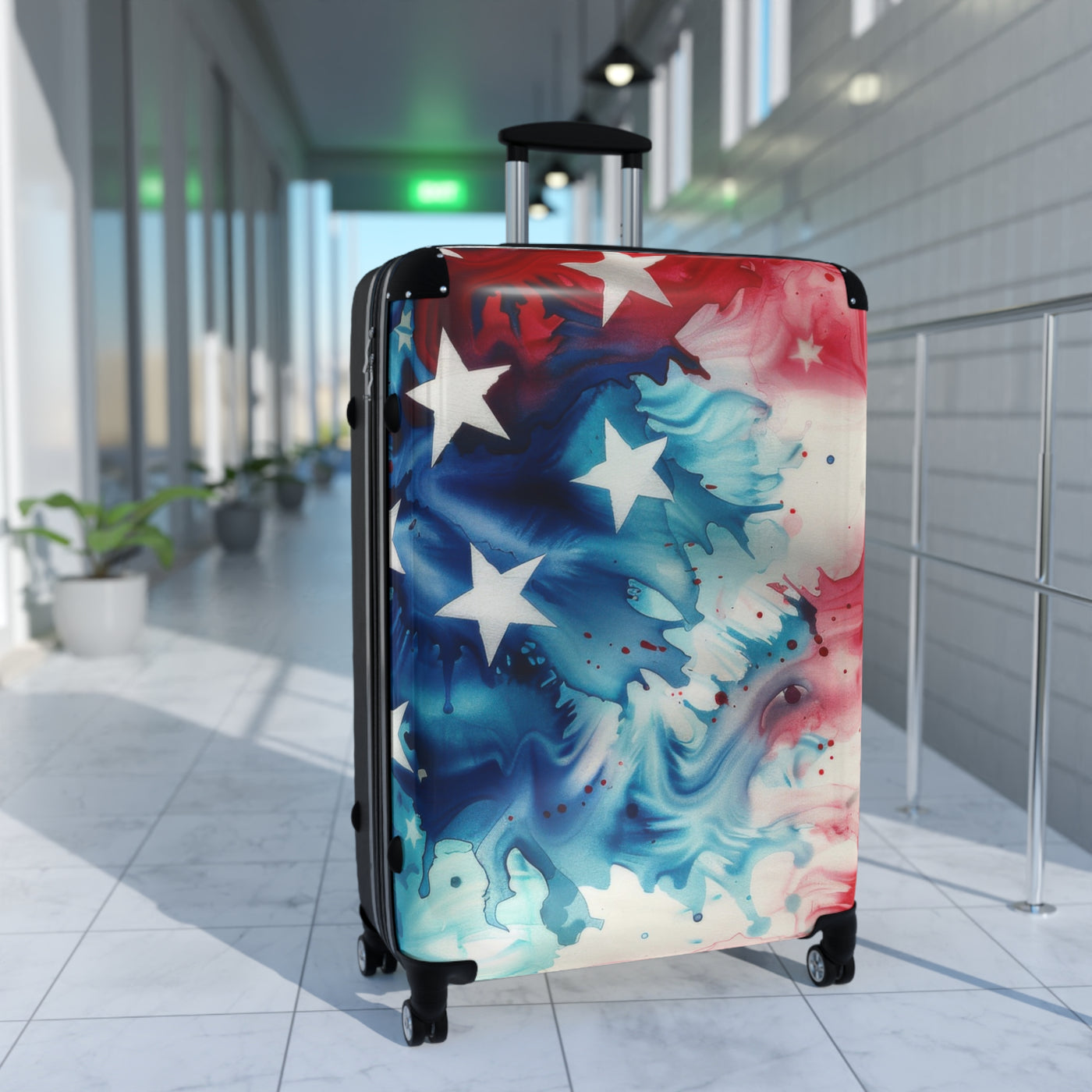 Suitcase: Patriotic Suitcase - Red, White & Blue Luggage, Travel Gear, Funny Gift for Travelers, Fourth of July, Summer Vacation