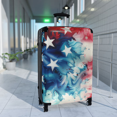 Suitcase: Patriotic Suitcase - Red, White & Blue Luggage, Travel Gear, Funny Gift for Travelers, Fourth of July, Summer Vacation