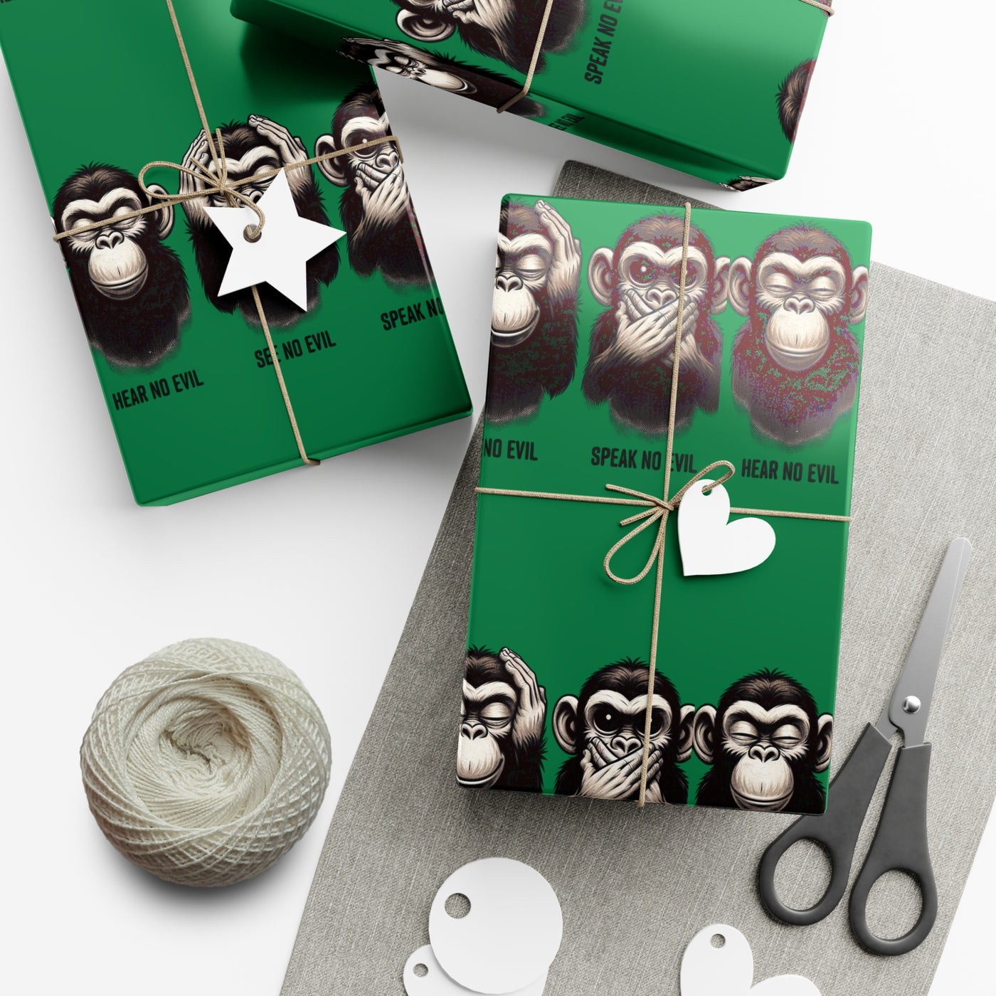 Wrapping Paper: No Evil - Trio of Monkeys
