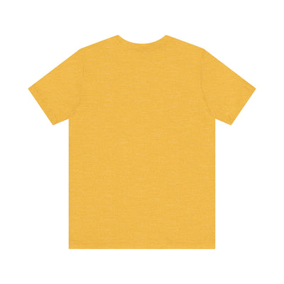 A yellow unisex t-shirt with a crew neck and short sleeves.