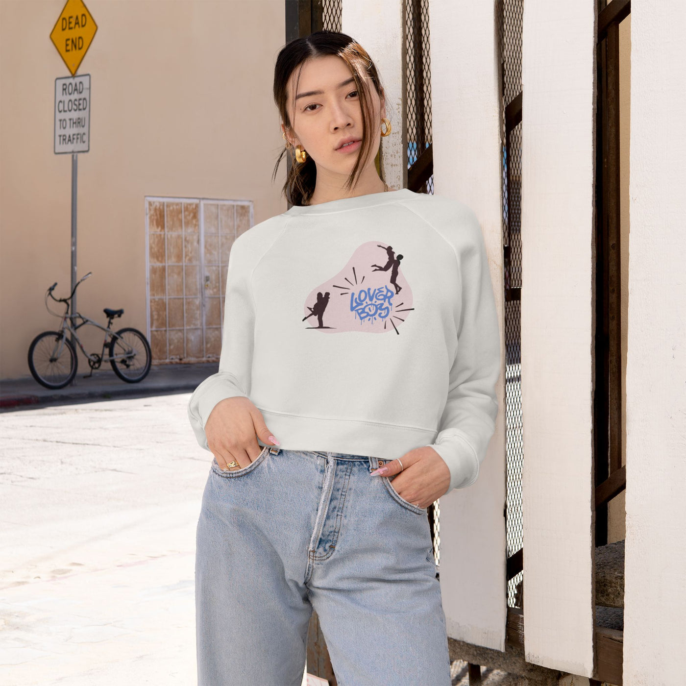 Fleece Pullover: Oh Lover Boy | Cropped Design