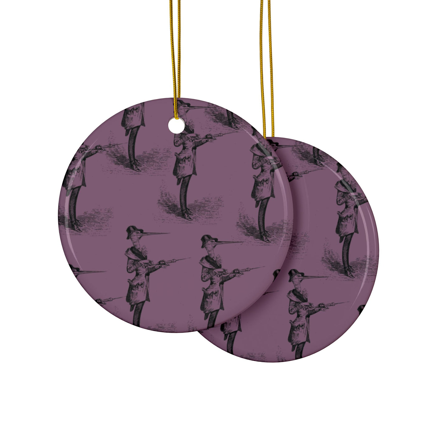 Ornaments: Plague Print in Dusty Rose in Ceramic