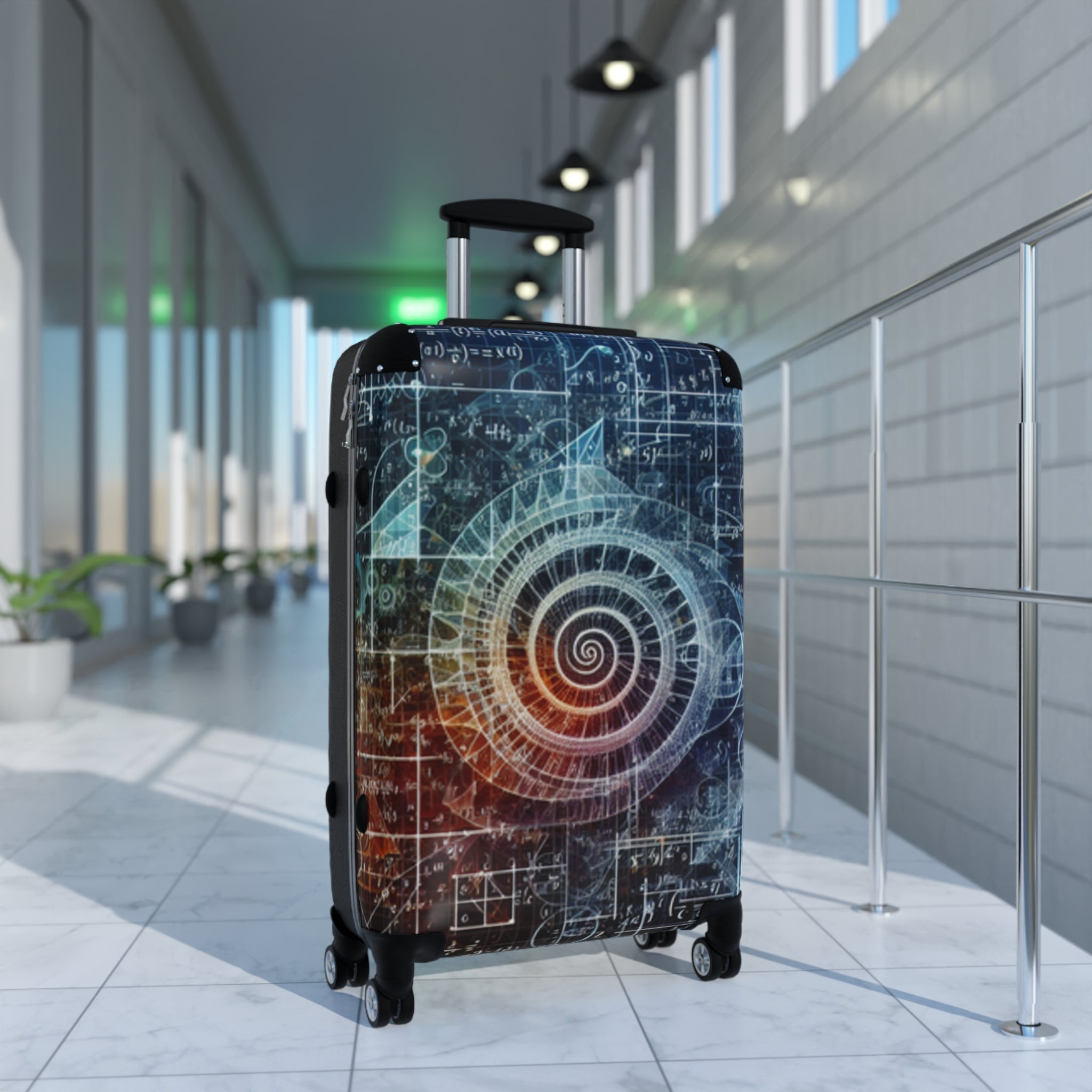 Suitcase: Spiral Nautical Design Suitcase for Travel Enthusiasts | Carry-On Luggage | Unique Vacation Gear | Gift for Travelers | Adventure Ready