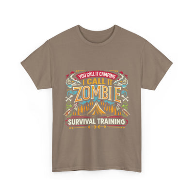 T-Shirt: Zombie Survival Training Unisex Heavy Cotton Tee
